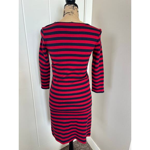 Talbots Red and Navy Striped Midi Knit Pullover Dress Size XS - Picture 3 of 6